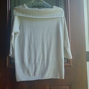 1X cream sparkly sweater